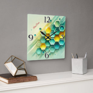 HiveTime Customizable Hexagon Design Wall Clock