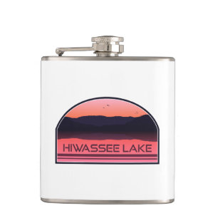 Hiwassee Lake North Carolina Red Sunrise Hip Flask