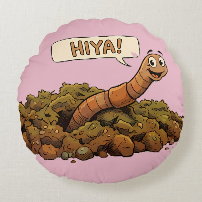 "Hiya!" From Below Round Pillow (Front)