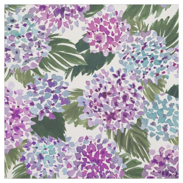 HIYA HYDRANGEA Painterly Purple Floral Watercolor Fabric (Swatch)