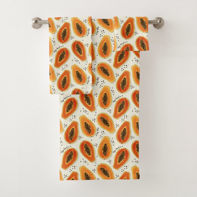 Hiya Papaya Pattern  Bath Towel Set (Insitu)