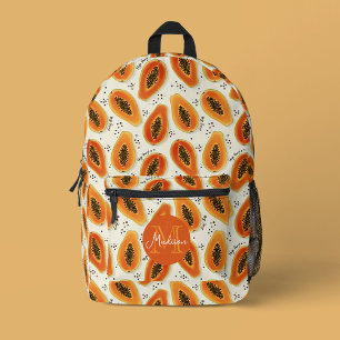 Hiya Papaya Pattern & Monogram Printed Backpack