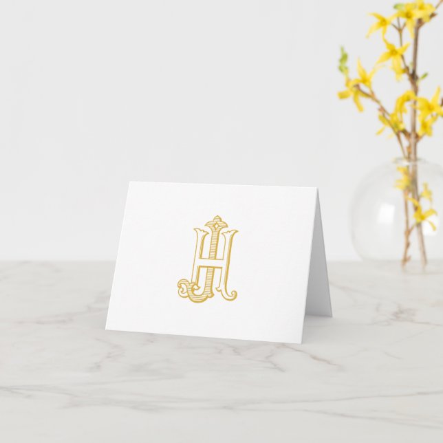 HJ monogram or JH monogram thank you card (Yellow Flower)