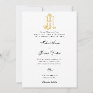 HJ Monogram or JH Monogram Wedding Invitations