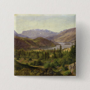 Hjelle in Valders, Tile Fjord, 1835 2 Inch Square Button