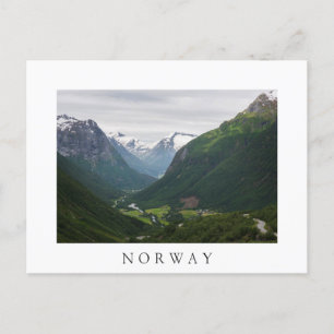 Hjelle valley in Norway white text postcard