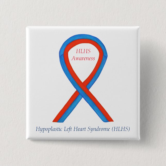 HLHS Awareness Ribbon Customized Art Button Pins (Front)