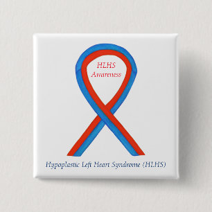 HLHS Awareness Ribbon Customized Art Button Pins
