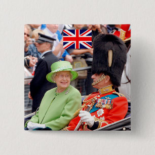 HM Queen Elizabeth-Duke of Edinburgh 2 Inch Square Button