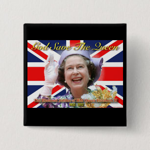 HM Queen Elizabeth II Diamond Jubilee 2 Inch Square Button