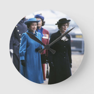 HM Queen Elizabeth II-Margaret Thatcher Round Clock