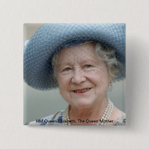 HM Queen Elizabeth, The Queen Mother 1988 2 Inch Square Button
