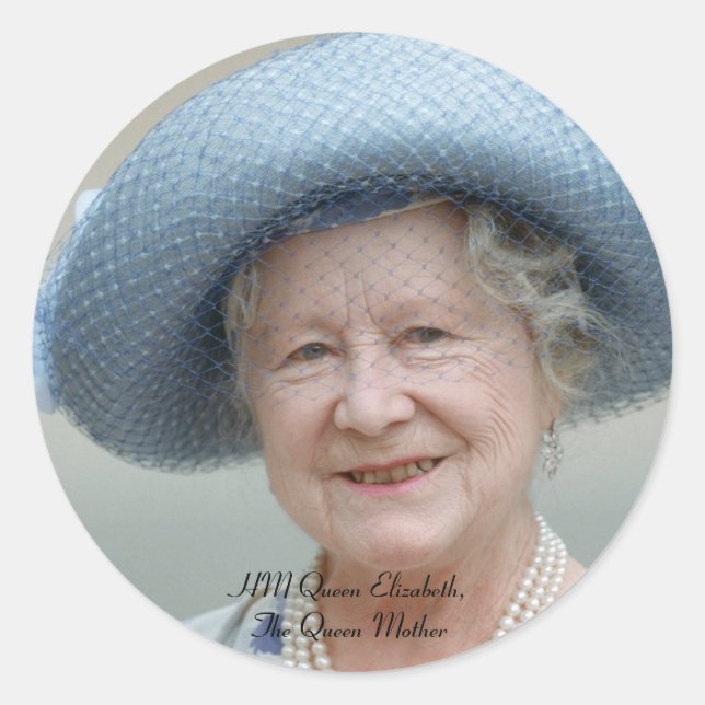 HM Queen Elizabeth, The Queen Mother 1988 Classic Round Sticker (Front)