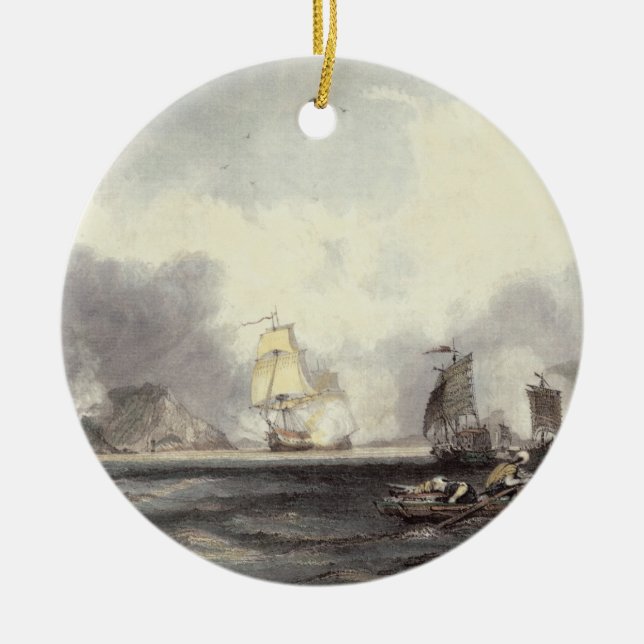 HM Ships Imogene and Andromache passing the Batter Ceramic Ornament (Front)