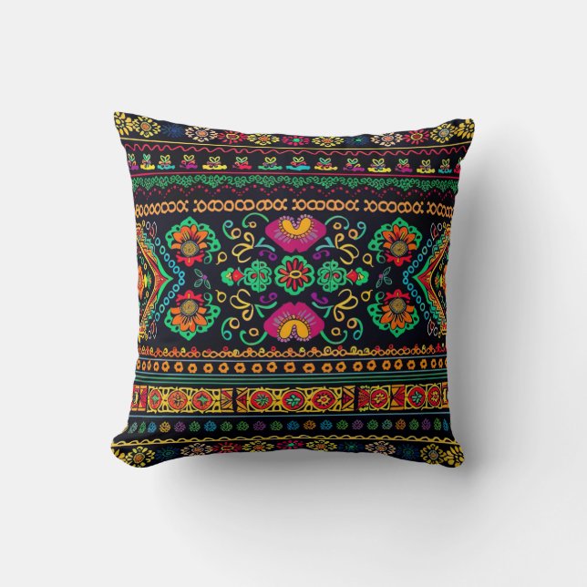 Hmong Brocade Pattern Throw Pillow (Front)