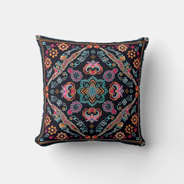 Hmong Brocade Pattern Throw Pillow (Front)