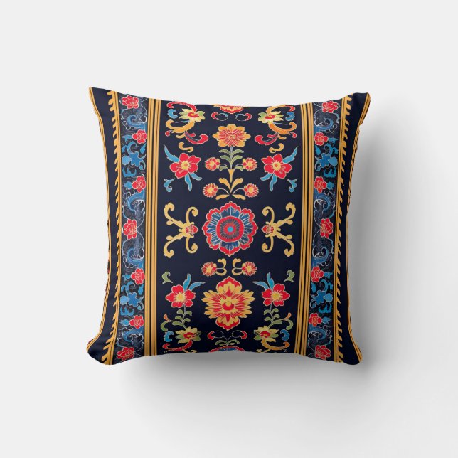 Hmong Brocade Pattern Throw Pillow (Front)