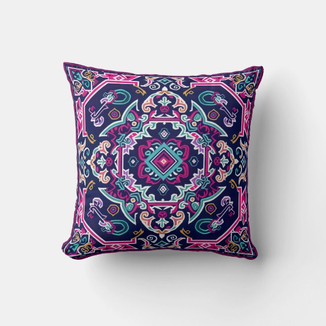 Hmong Brocade Pattern Throw Pillow (Front)