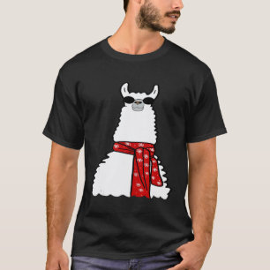 HMRDesigns Llama in Sunglasses and Snowflake Scarf T-Shirt