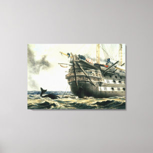 HMS Agamemnon laying the original Atlantic cable, Canvas Print