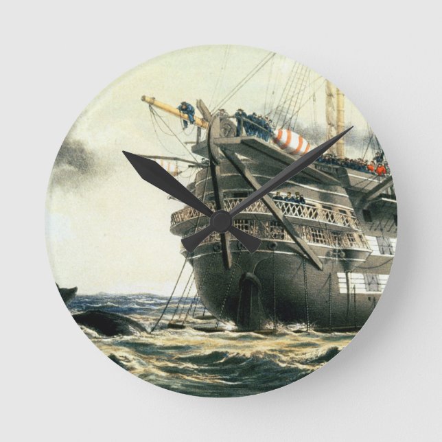 HMS Agamemnon laying the original Atlantic cable, Round Clock (Front)