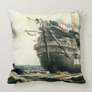 HMS Agamemnon laying the original Atlantic cable, Throw Pillow