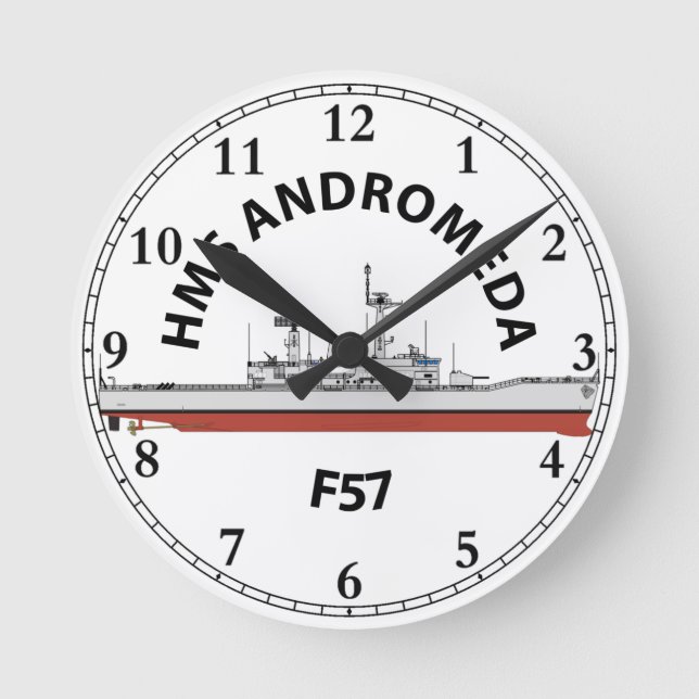 HMS ANDROMEDA - F57 - LEANDER ORIG ROUND CLOCK (Front)