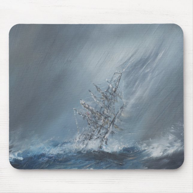 HMS Beagle in Storm off Cape Horn 24th December Mouse Pad (Front)