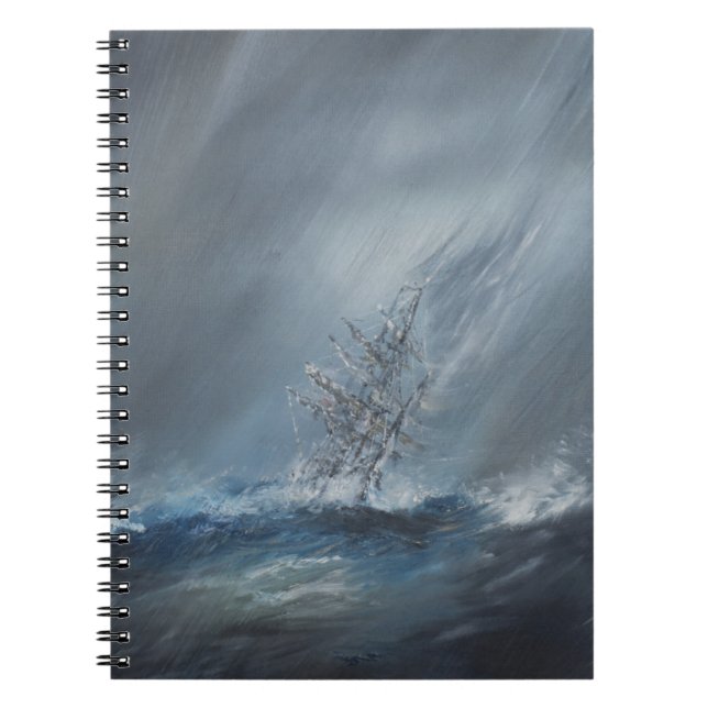 HMS Beagle in Storm off Cape Horn 24th December Notebook (Front)