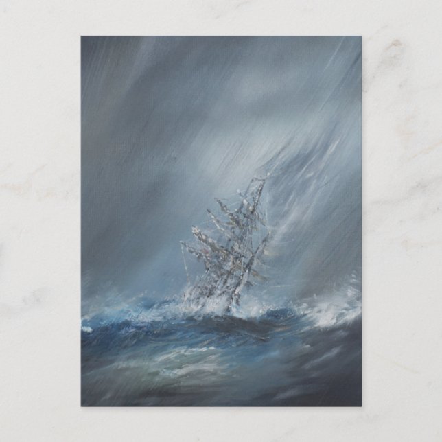 HMS Beagle in Storm off Cape Horn 24th December Postcard (Front)