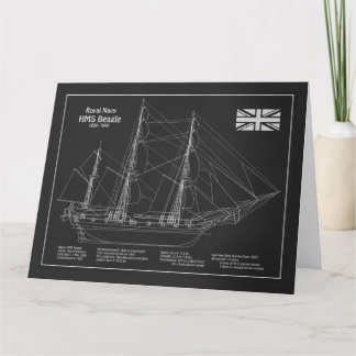 HMS Beagle Tall Ship - Ship Blueprint PBD Thank You Card