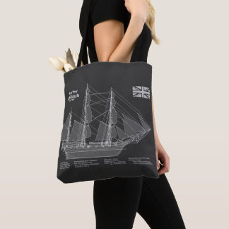 HMS Beagle Tall Ship - Ship Blueprint PBD Tote Bag