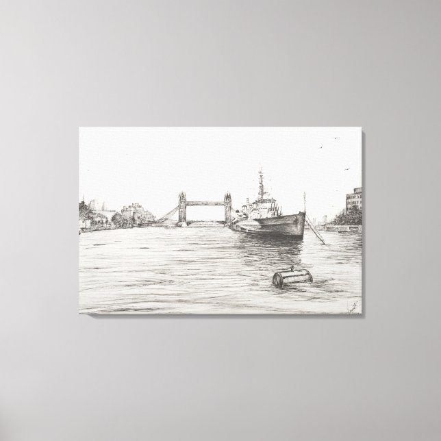 HMS Belfast on the river Thames London.2006 Canvas Print (Front)