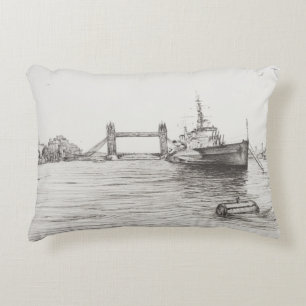 HMS Belfast on the river Thames London.2006 Decorative Pillow