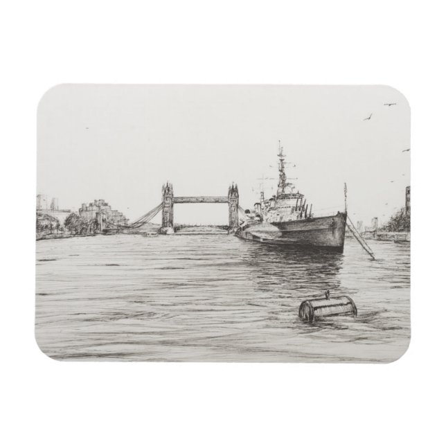 HMS Belfast on the river Thames London.2006 Magnet (Horizontal)