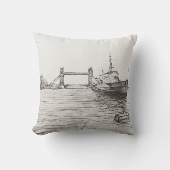 HMS Belfast on the river Thames London.2006 Throw Pillow (Front)