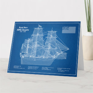 HMS Bounty - Ship Blueprint Plans ABD Thank You Card
