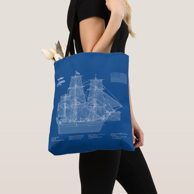 HMS Bounty - Ship Blueprint Plans ABD Tote Bag (Close Up)