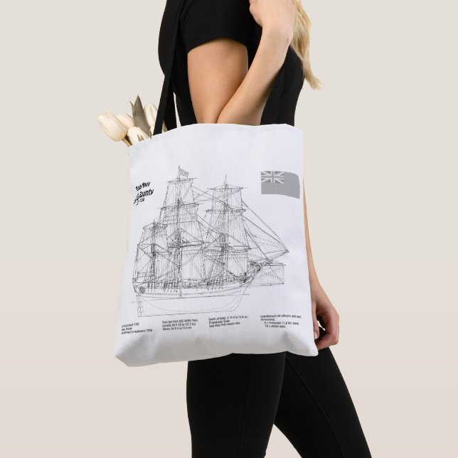 HMS Bounty - Ship Blueprint Plans BD Tote Bag (Close Up)