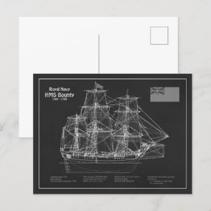 HMS Bounty - Ship Blueprint Plans PD Postcard