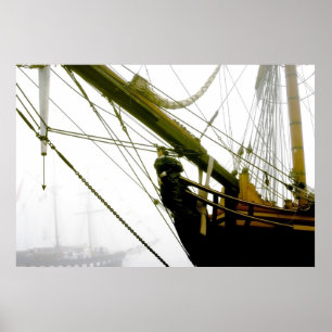 HMS Bounty Tall Ship Emerging from the Mist Poster