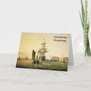 HMS Britannia entering Portsmouth, 1835 Holiday Card