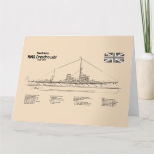 HMS Dreadnought - Ship Blueprint SD Thank You Card