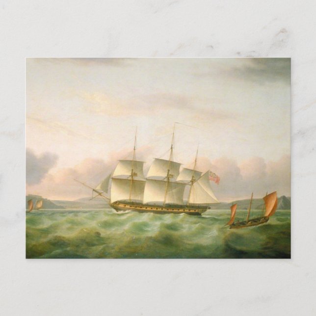 HMS Endymion off Plymouth by Thomas Luny Postcard (Front)