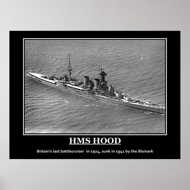 HMS Hood 1924 Vintage Poster (Front)