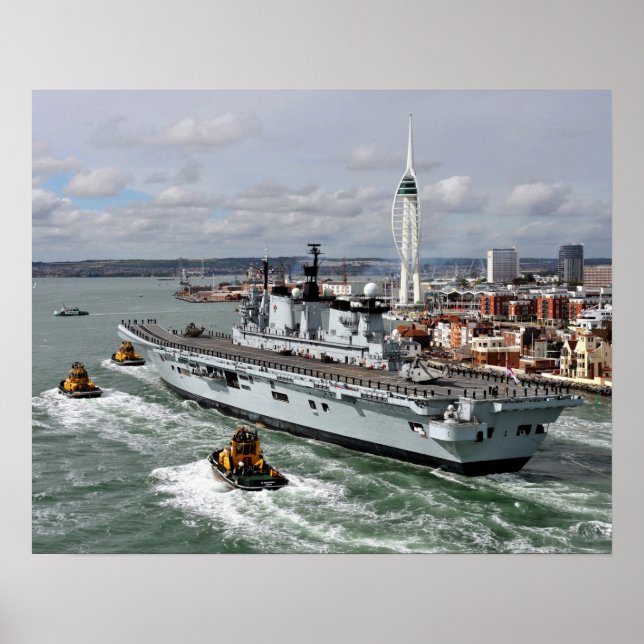 HMS Illustrious Vintage Nautical Aircraft Carrier Poster (Front)