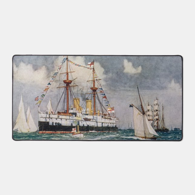 HMS inflexible ironclad Battleship 1876 Desk Mat (Front)