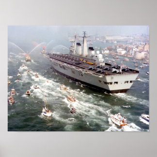HMS Invincible - Vintage Nautical Aircraft Carrier Poster
