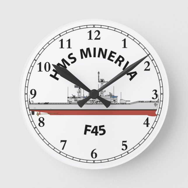 HMS MINERVA - F45 - LEANDER ORIG ROUND CLOCK (Front)