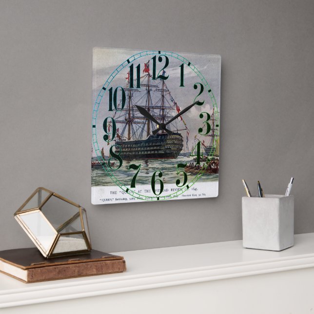 HMS Queen Battleship 1839 Square Wall Clock (Office)